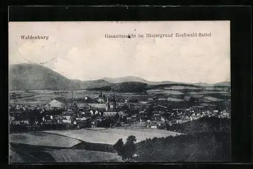 AK Waldenburg, Ortsansicht mit Hochwald-Sattel