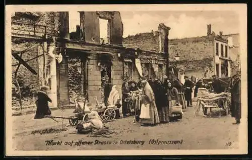 AK Ortelsburg, Marktgeschehen zwischen Ruinen