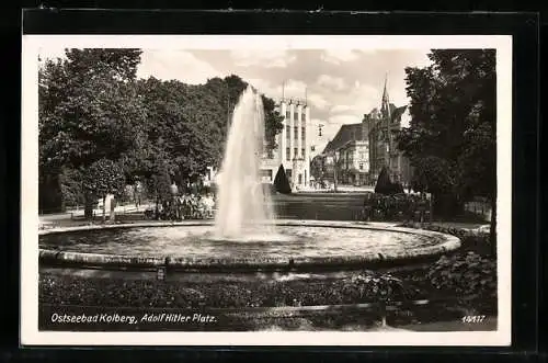 AK Kolberg,  Platz mit Springbrunnen