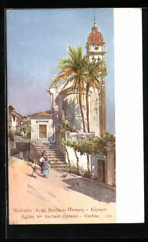 AK Corfou, Eglise Sainte Barbare Potamò