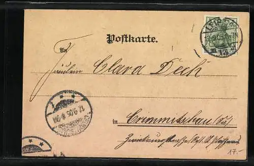 Lithographie Leipzig, Universität und Neues Theater