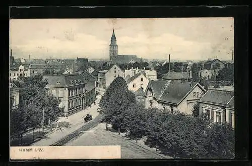 AK Hamm / Westfalen, Totalansicht mit Kirche