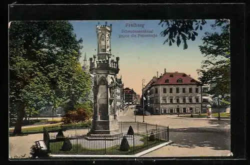 AK Freiberg / Sachsen, Schwedendenkmal gegen die Peterstrasse