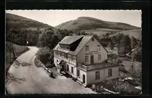 AK Brombach / Odenwald, Gasthaus-Pension zum Brombacher Tal K. Keil mit Strasse