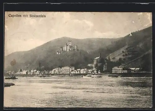 AK Capellen / Rhein, Ortsansicht mit Stolzenfels