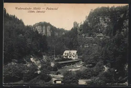 AK Hohnstein / Elbe, Gasthof Waltersdorfer Mühle im Polenztal