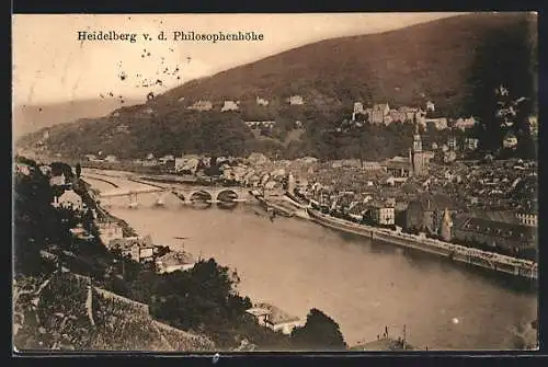 AK Heidelberg / Neckar, Stadtansicht von der Philosophenhöhe
