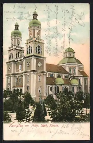 AK Kempten / Allgäu, Blick zur Kath. Kirche