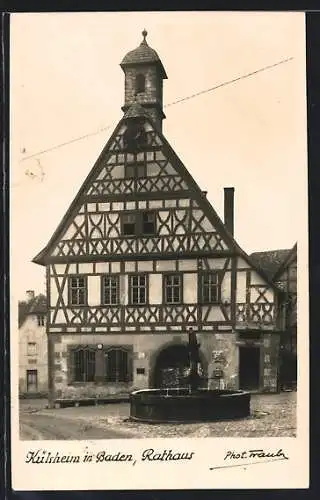 AK Külsheim / Baden, Rathaus mit Brunnen