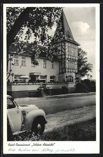 AK Marburg /L., Hotel-Retstaurant Schöne Aussicht, Inh. Konrad Boucsein jr.