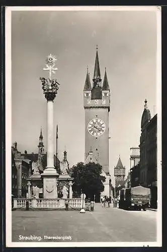 AK Straubing, Dreifaltigkeitssäule am Theresienplatz