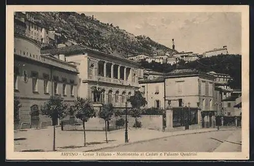 AK Arpino, Corso Tulliano, Monumento ai Caduti e Palazzo Quadrini
