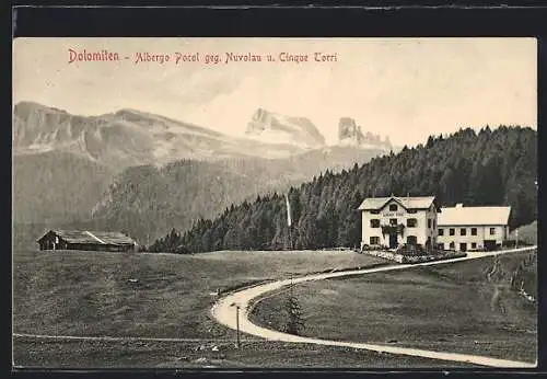 AK Pocol /Dolomiten, Die Herberge gegen Nuvolau und Cinque Torri