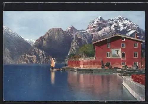 AK Torbole, Hafenblick und Monte Oro