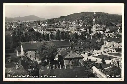 AK Klagenfurt, Ortsansicht mit Kreuzbergl und Wörthersee
