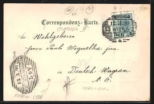 Lithographie Wien, Pferdebahn am Rathausplatz