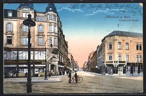 AK Offenbach a. Main, Frankfurter Strasse mit Deutscher Bank und Geschäften
