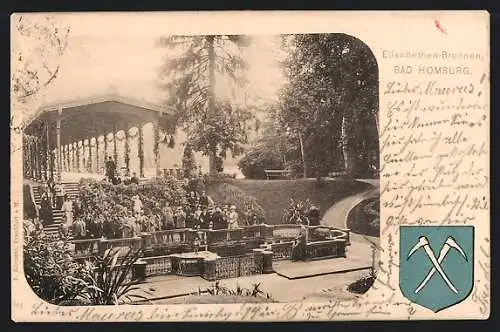 AK Bad Homburg, Besucher am Elisabethen-Brunnen