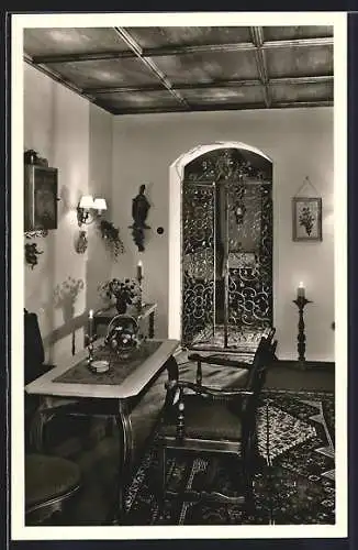 AK Partenkirchen, Hotel-Pension Claushof, Innenansicht, Hauptstrasse 50