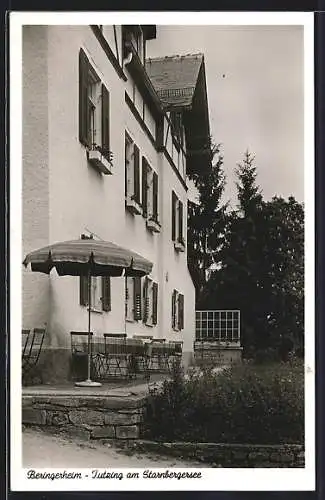 AK Tutzing am Sternbergersee, Terrasse des Beringerheims des Bayr. Verkehrsbeamten-Vereins München