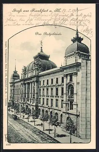 AK Frankfurt a. M., Blick auf das Postgebäude