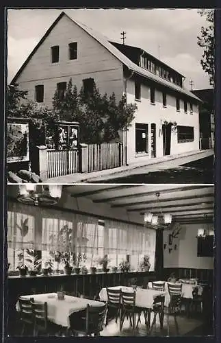 AK Endbach über Gladenbach, Gastwirtschaft und Pension Zur Linde, Innenansicht, Inh. H. u. J. Herrmann