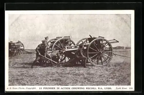AK 15 Pounder in Action, Showing Recoil, Royal Artillery