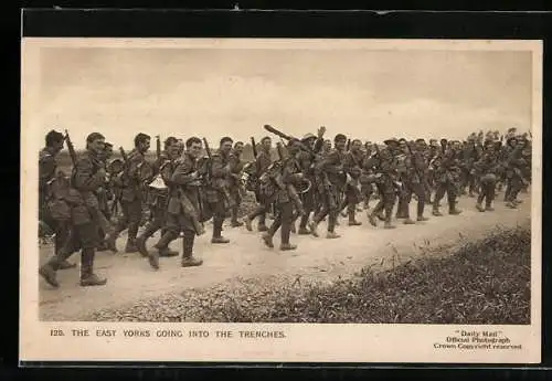 AK The East Yorks on their way into the trenches