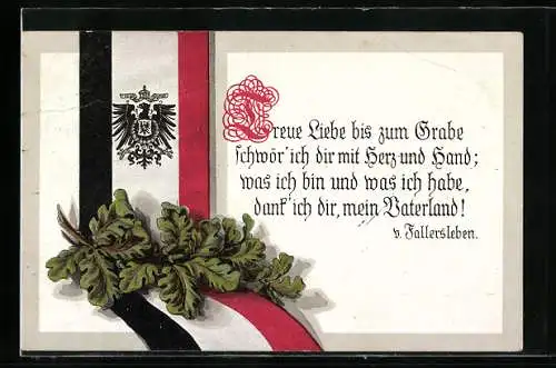 AK Spruch von Fallersleben, Wappen, Reichsbanner