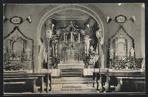 AK Leutershausen / Mfr., Inneres der Kirche, mit Altar