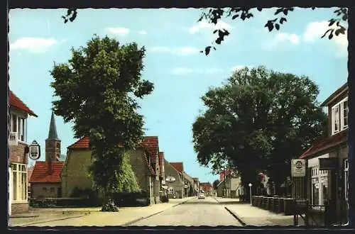 AK Emlichheim, Wilhelm Helmig Lebensmittel an der Hauptstrasse, Verkauf von Stollwerck Schokolade und Vogelsang Tabak