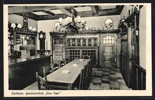 AK Bentheim, Die Gaststätte Zum Pool, Innenansicht, Inh. Friedrich Lenzing