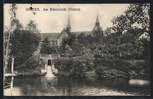 AK Vreden, Der Mühlenteich mit Blick zur Kirche