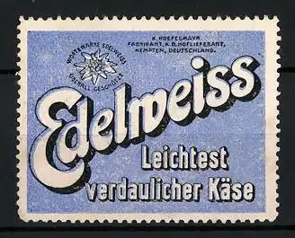 Reklamemarke Edelweiss - leichtes verdaulicher Käse, Firmenlogo