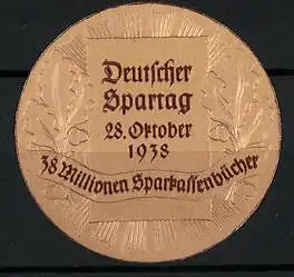 Präge-Reklamemarke Deutscher Spartag 1938, 38 Millionen Sparkassenbücher