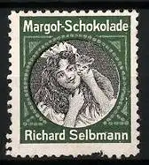 Reklamemarke Margot-Schokolade, Richard Selbmann, Mädchen mit Katze