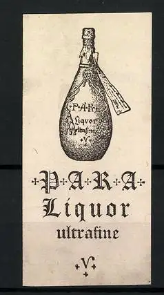 Reklamemarke PARA-Liquor, ultrafine, Likörflasche