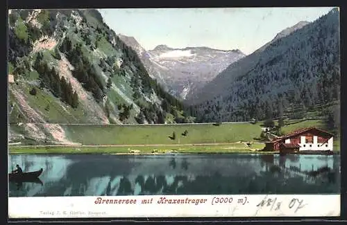 AK Brenner, Brennersee, Haus am See mit Kraxentrager