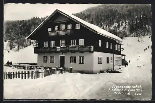 AK Flachau a. d. Enns, Verschneites Jugendheim Auhof