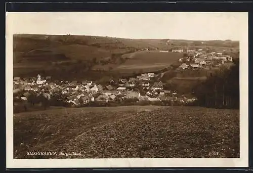 AK Sieggraben /Burgenland, Totalansicht von einem Berg aus