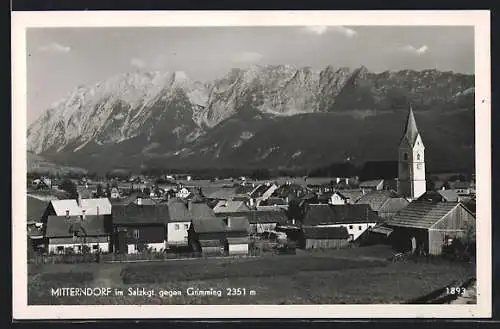 AK Bad Mitterndorf im Salzkgt., Ortsansicht gegen Grimming