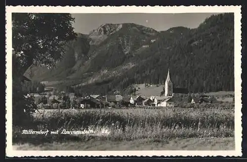 AK Bad Mitterndorf /Stmk., Ortsansicht mit Lawinenstein