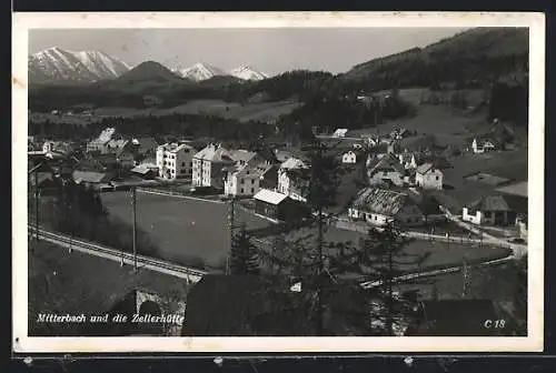 AK Mitterbach am Erlaufsee, Ortsansicht mit Zellerhütte