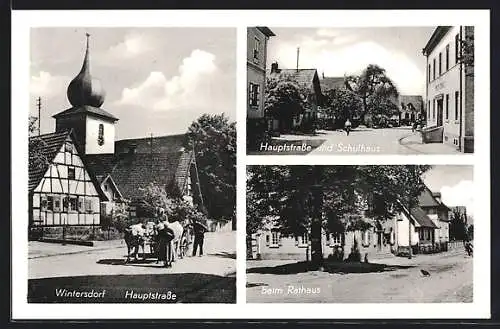 AK Wintersdorf / Rastatt, Rathaus, Schule und Rathaus
