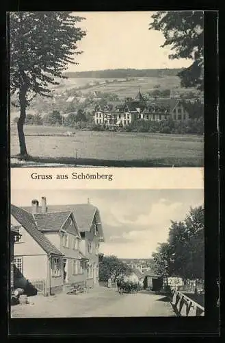 AK Schömberg / Neuenbürg, Gesamtansicht, Strassenpartie