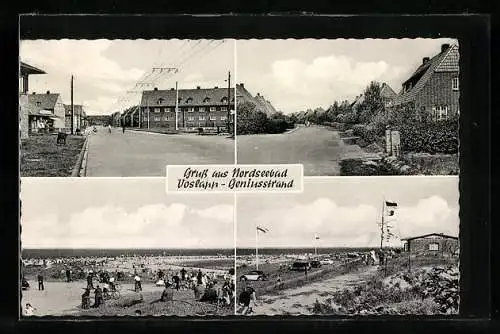 AK Voslapp, Geniusstrand, Strassenpartien und Strand mit Gästen