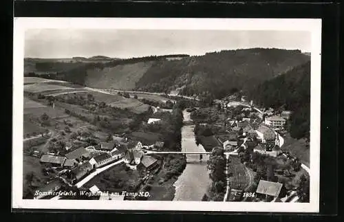 AK Pölla /N.-Oe., Wegscheid am Kamp, Teilansicht mit Brücke aus der Vogelschau
