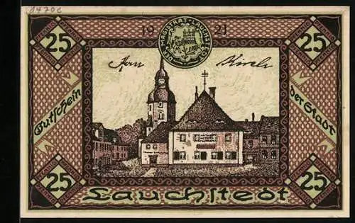Notgeld Bad Lauchstedt 1921, 25 Pfennig, Goethe-Theater, Kirche