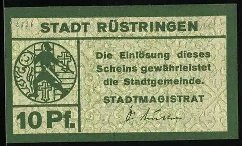 Notgeld Rüstringen, 10 Pfennig, Stadtwappen