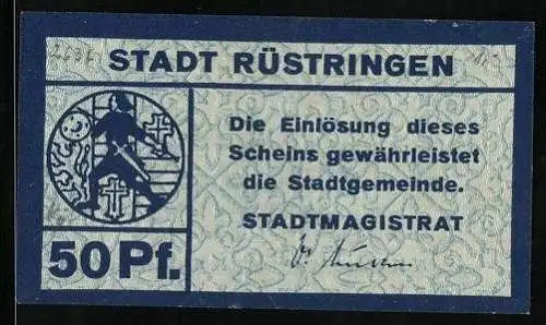 Notgeld Rüstringen, 50 Pfennig, Stadtwappen